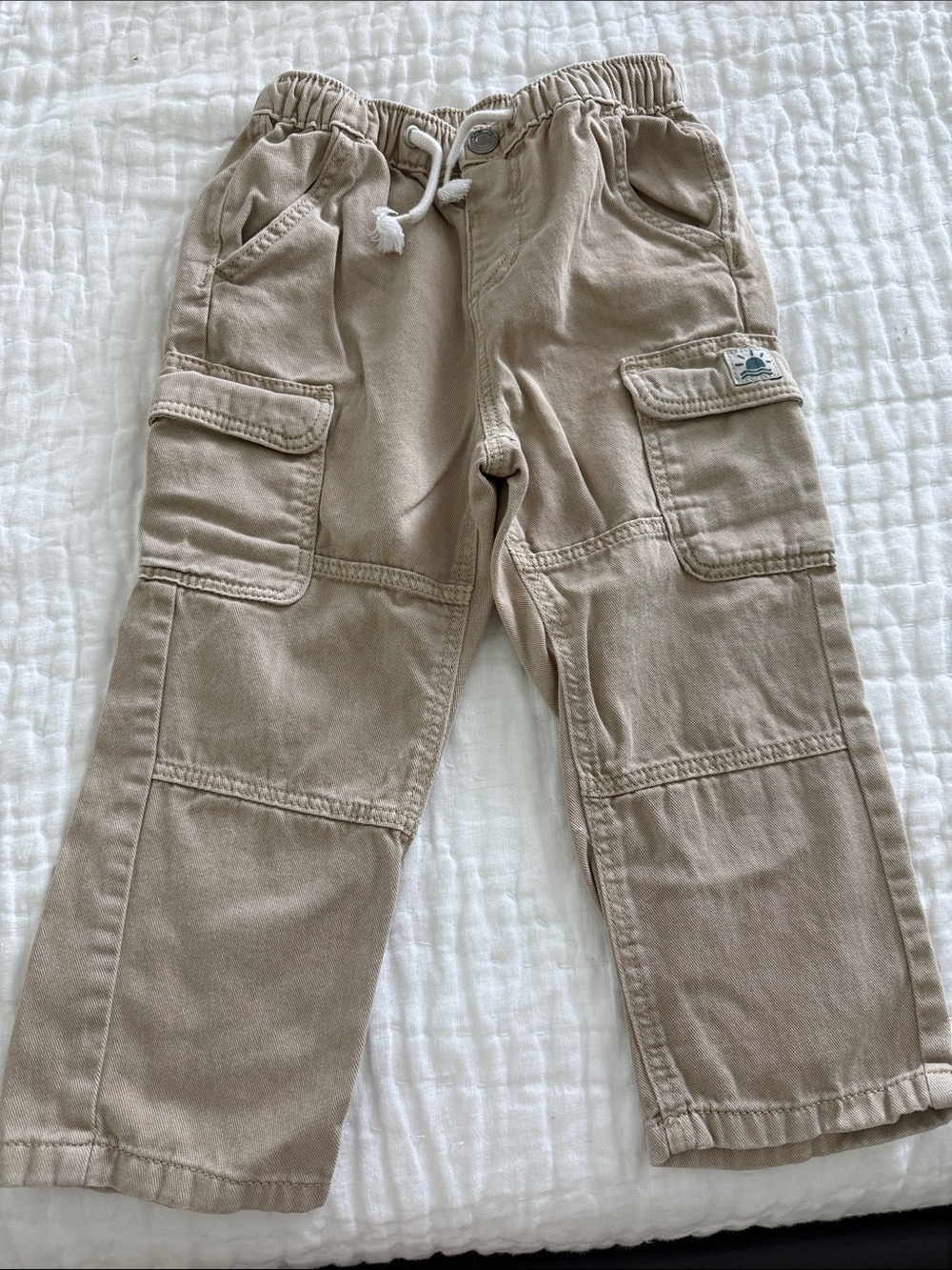 Kids Neutral Cargo Joggers with Drawstring Waist